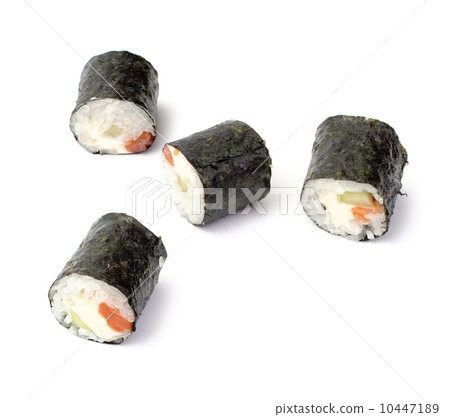 maki sushi rolls with salmon and California cheese maki sushi rolls with salmon and California cheese 10447189