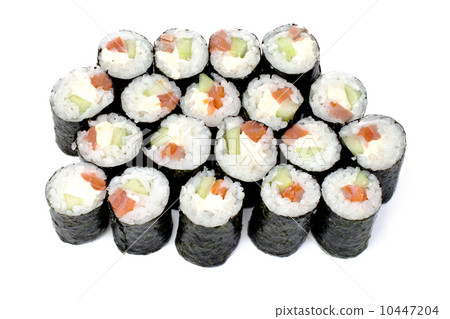 maki sushi rolls with salmon and California cheese maki sushi rolls with salmon and California cheese 10447204