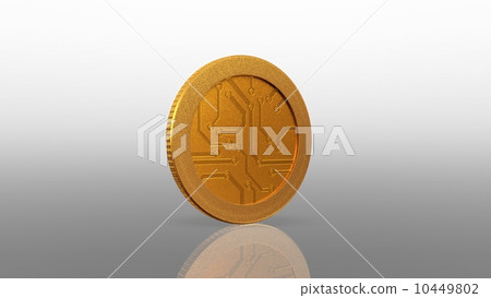 digital currency gold coin white  45 degree 10449802
