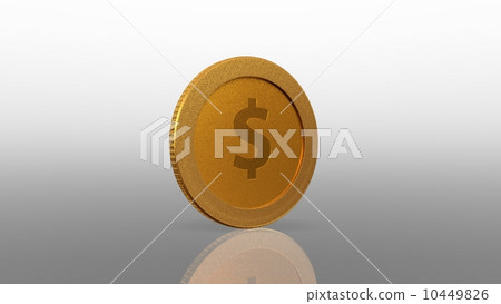 dollar currency gold coin white exchange 45 degree 10449826