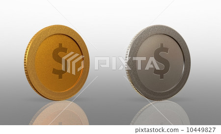 dollar currency 2 coins 45 degree 10449827
