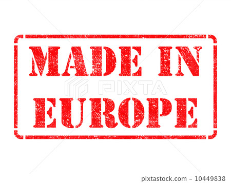 Made in Europe - inscription on Red Rubber Stamp. Made in Europe - inscription on Red Rubber Stamp. 10449838