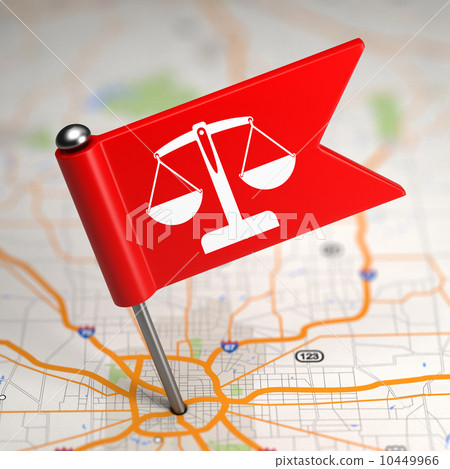 Justice Concept - Small Flag on a Map Background. Justice Concept - Small Flag on a Map Background. 10449966