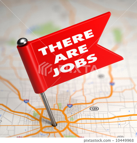 There are Job - Small Flag on a Map Background. 10449968