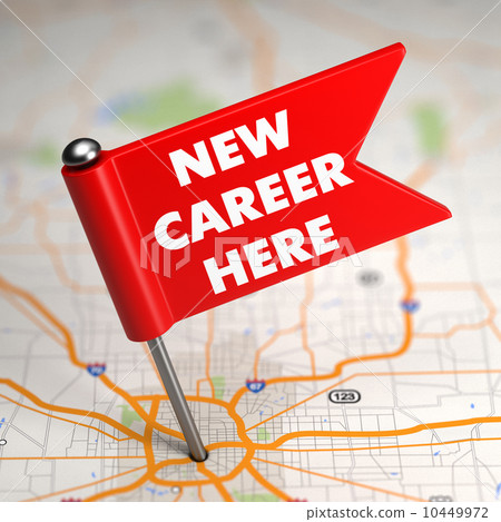 New Career - Small Flag on a Map Background. New Career - Small Flag on a Map Background. 10449972