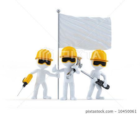Group of construction workers with flag 10450061