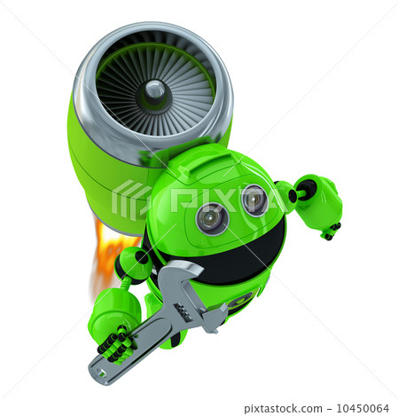 Robot mechanic with wrench. Technology concept 10450064