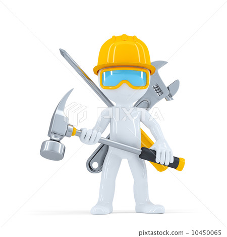 Construction worker/builder with hammer. Construction worker/builder with hammer. 10450065