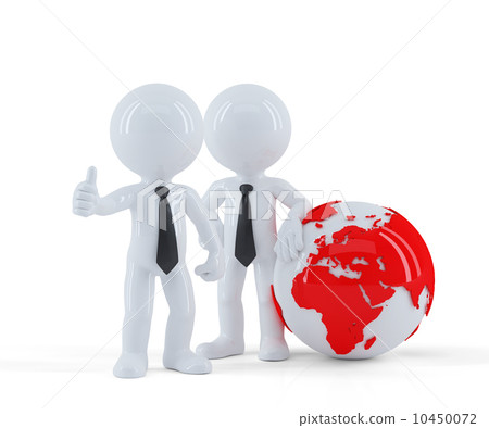 Business people standing in front of the globe.... - Stock Illustration ...