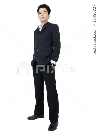 Full body of a smiling young Asian executive 10450727