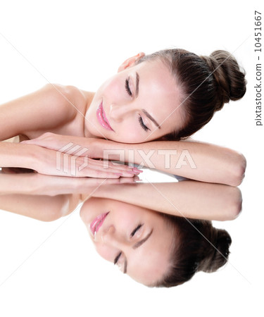 beauty woman face with mirror reflection beauty woman face with mirror reflection 10451667