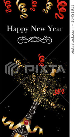 Elegant champagne bottle uncorked in New Year - Stock Illustration ...
