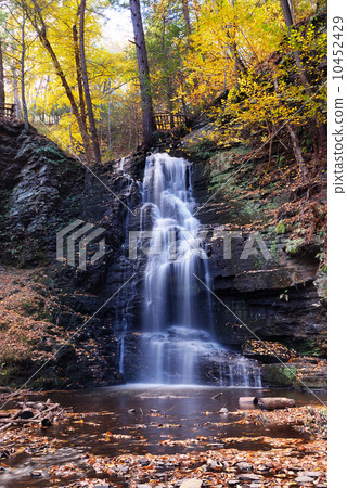 Autumn Waterfall in mountain. Autumn Waterfall in mountain. 10452429