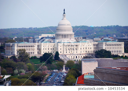 capitol hill building aerial view, Washington DC 10453534