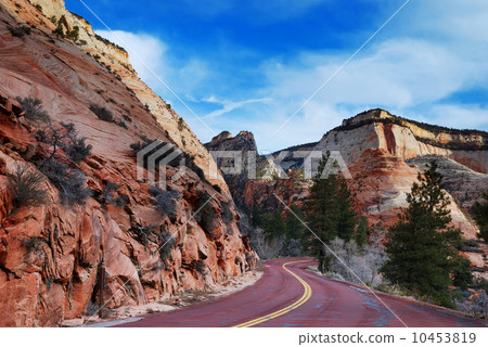 Zion National Park with road and snow 10453819