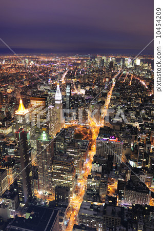 New York City Manhattan skyline aerial view at dusk New York City Manhattan skyline aerial view at dusk 10454209