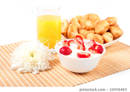 Breakfast with berries,orange juice and croissant Breakfast with berries,orange juice and croissant 10456463