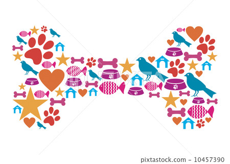 Dog bone shape with pet icon set Dog bone shape with pet icon set 10457390