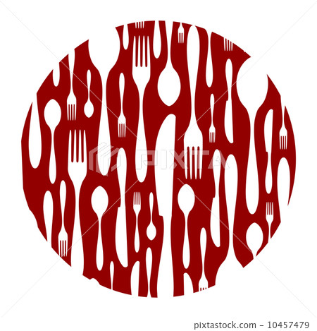 Cutlery pattern on red background Cutlery pattern on red background 10457479