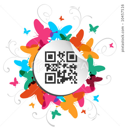 Happy butterfly spring time with qr code label Happy butterfly spring time with qr code label 10457516