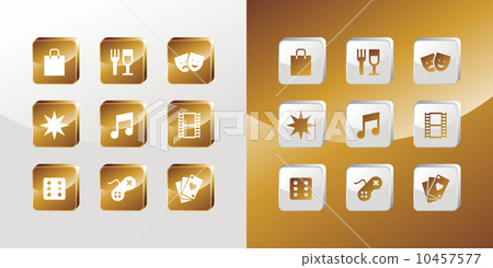 Entertainment gold icons set Entertainment gold icons set 10457577