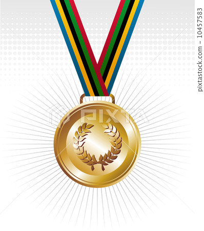 Gold medal with ribbons background 10457583