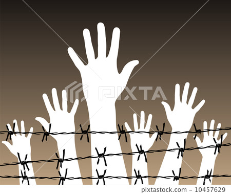 hands behind a barbed wire prison hands behind a barbed wire prison 10457629