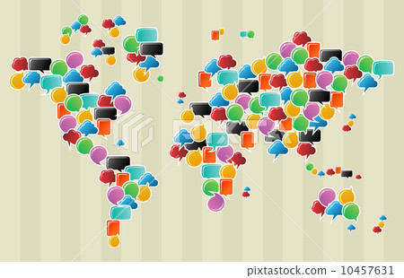 Social media bubbles globe world map Social media bubbles globe world map 10457631