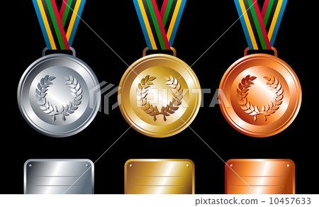 Gold, silver and bronze medals background Gold, silver and bronze medals background 10457633