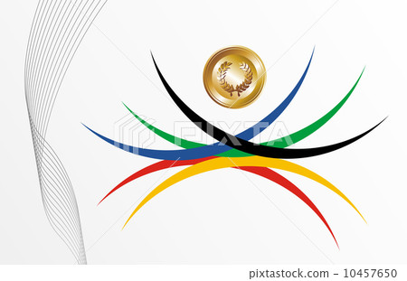 Gold medal with ribbons background 10457650