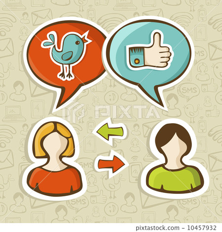 Like and twitter icons connecting people Like and twitter icons connecting people 10457932
