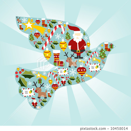 Christmas icon set in dove of peace shape Christmas icon set in dove of peace shape 10458014