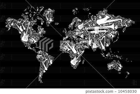 Music instruments in world map Music instruments in world map 10458030