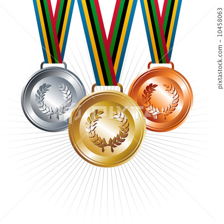 Gold, silver and bronze medals with ribbons background Gold, silver and bronze medals with ribbons background 10458063