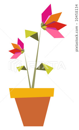 Two Origami vibrant colors flowers. Two Origami vibrant colors flowers. 10458134