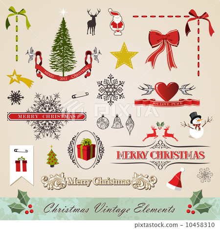 Vintage christmas elements set 10458310