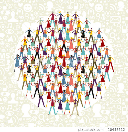 Social media winter time people in circle shape Social media winter time people in circle shape 10458312