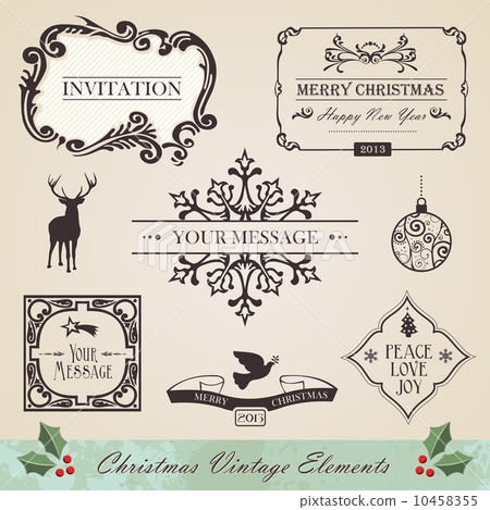 Vintage christmas elements set Vintage christmas elements set 10458355