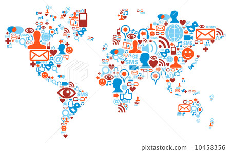 World map shape made with social media icons 10458356