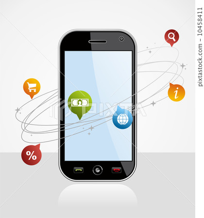 Connection smartphone application on white Connection smartphone application on white 10458411