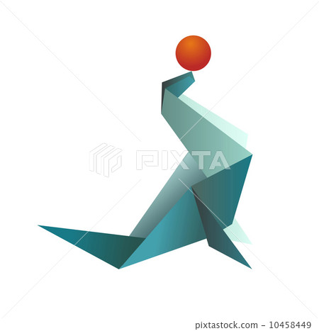 Vibrant colors Origami seal and ball 10458449