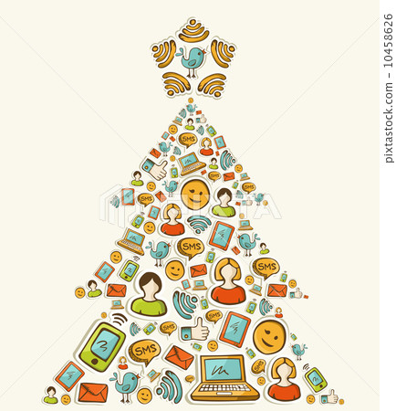 Social media networks Christmas tree Social media networks Christmas tree 10458626