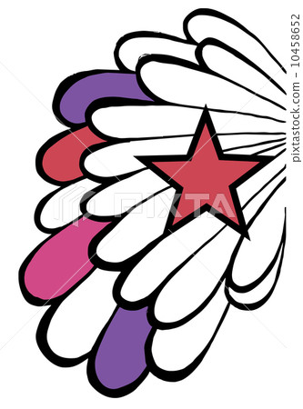 Pop star background. Wing and red star on white 10458652