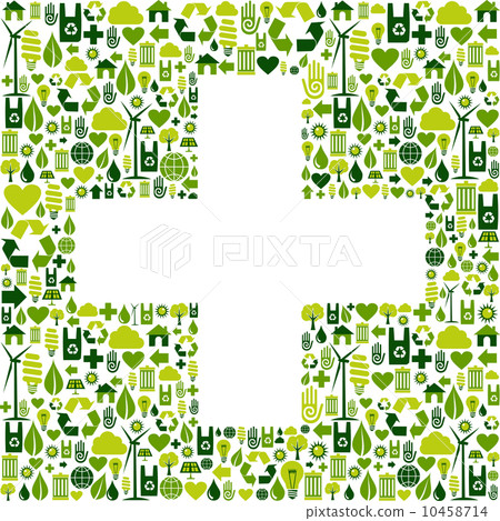 Plus symbol with environmental icons Plus symbol with environmental icons 10458714