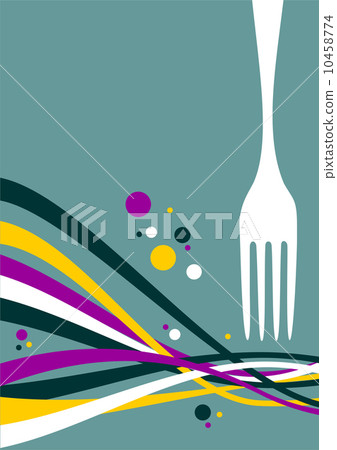 Fork with multicolored waves background 10458774
