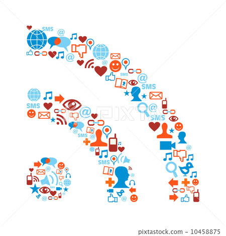 RSS symbol with media icons texture 10458875