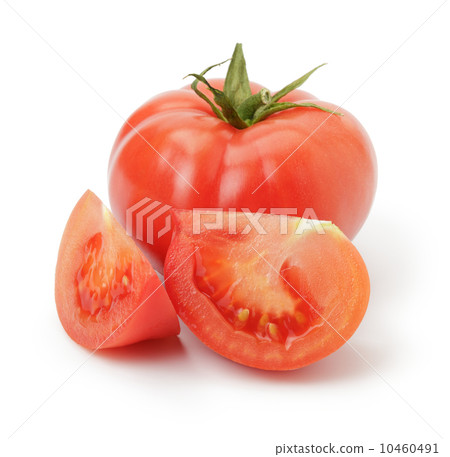 ripe red tomatoes with slices 10460491