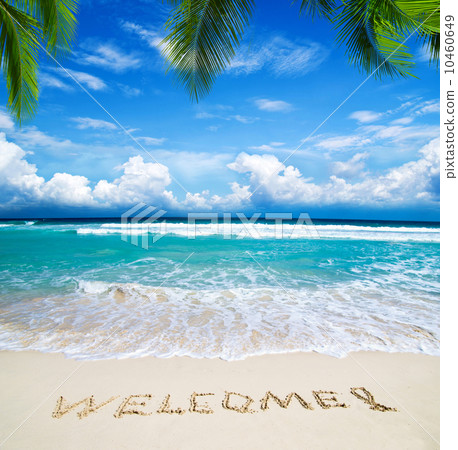 welcome written in beach welcome written in beach 10460649