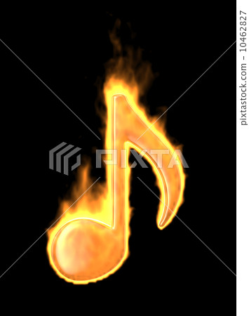 Music note burn in fire. 3D Icon isolated on black Music note burn in fire. 3D Icon isolated on black 10462827