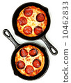 Two Single Serve Skillet Peperonni Pizzas Over White 10462833